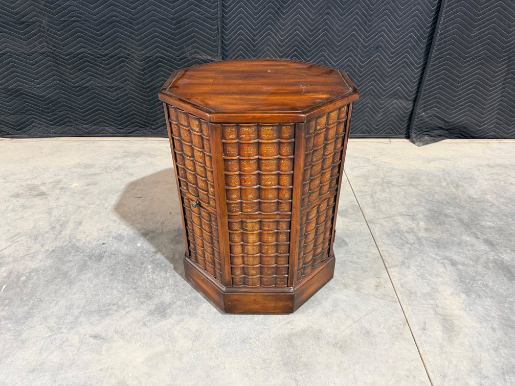 Faux-books Octagonal Wooden Side Cabinet