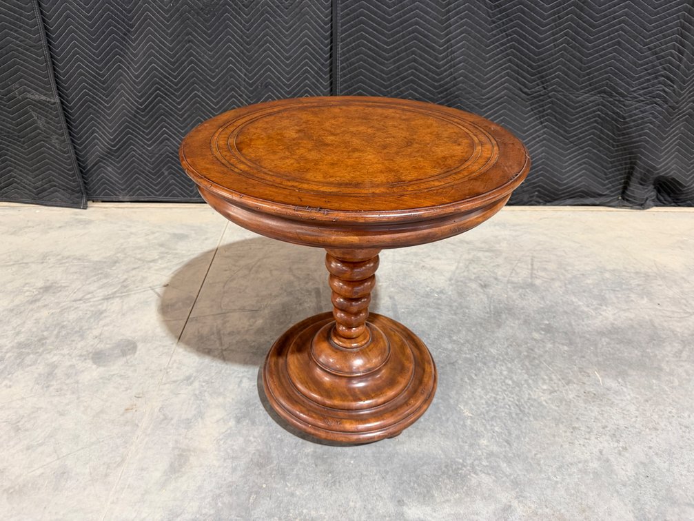 Round Wooden Pedestal Accent Table