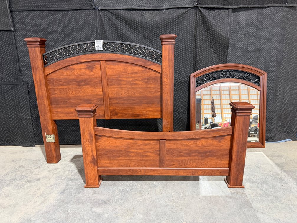 Ashley Queen Poster Bed Frame and Mirror