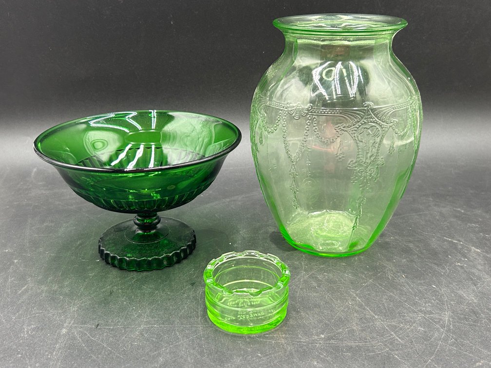 Uranium Jar & Ashtray with Green Bowl