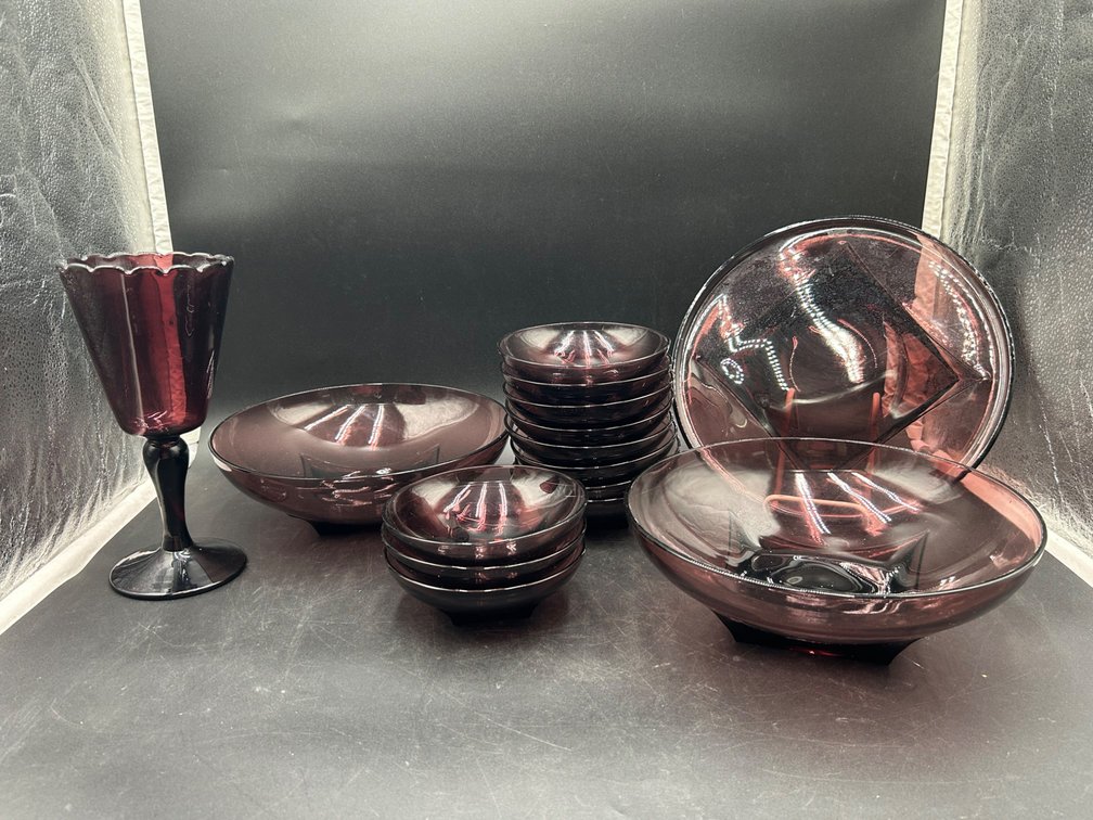 Moroccan by Atlas Hazel Purple Glass Bowls, Plate, & Vase