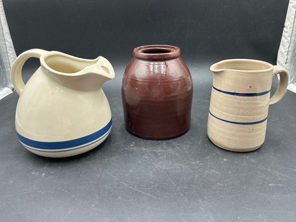 Blue & Cream Pitchers with Jug