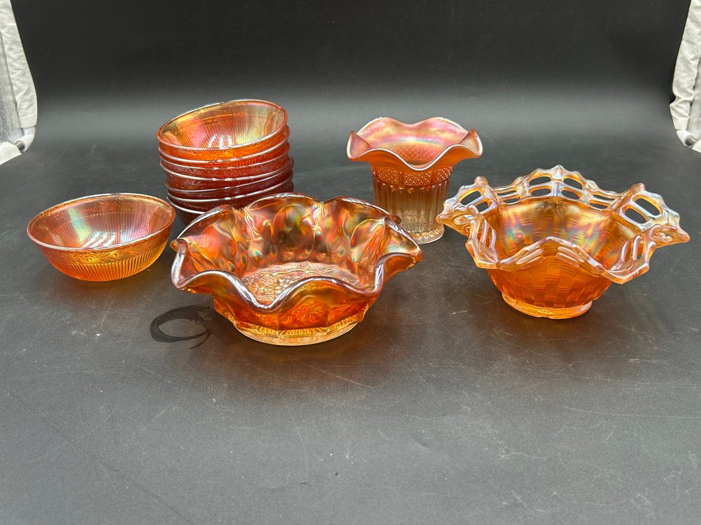 Carnival Glass Bowls and Vase