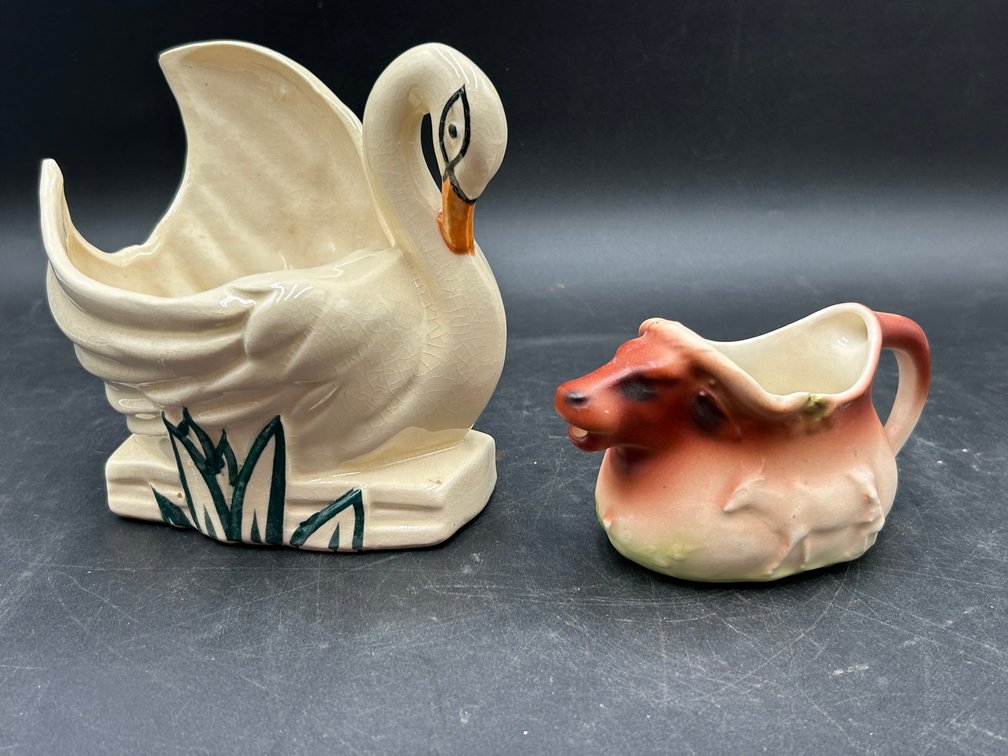 McCoy Swan Vase with Bison Creamer