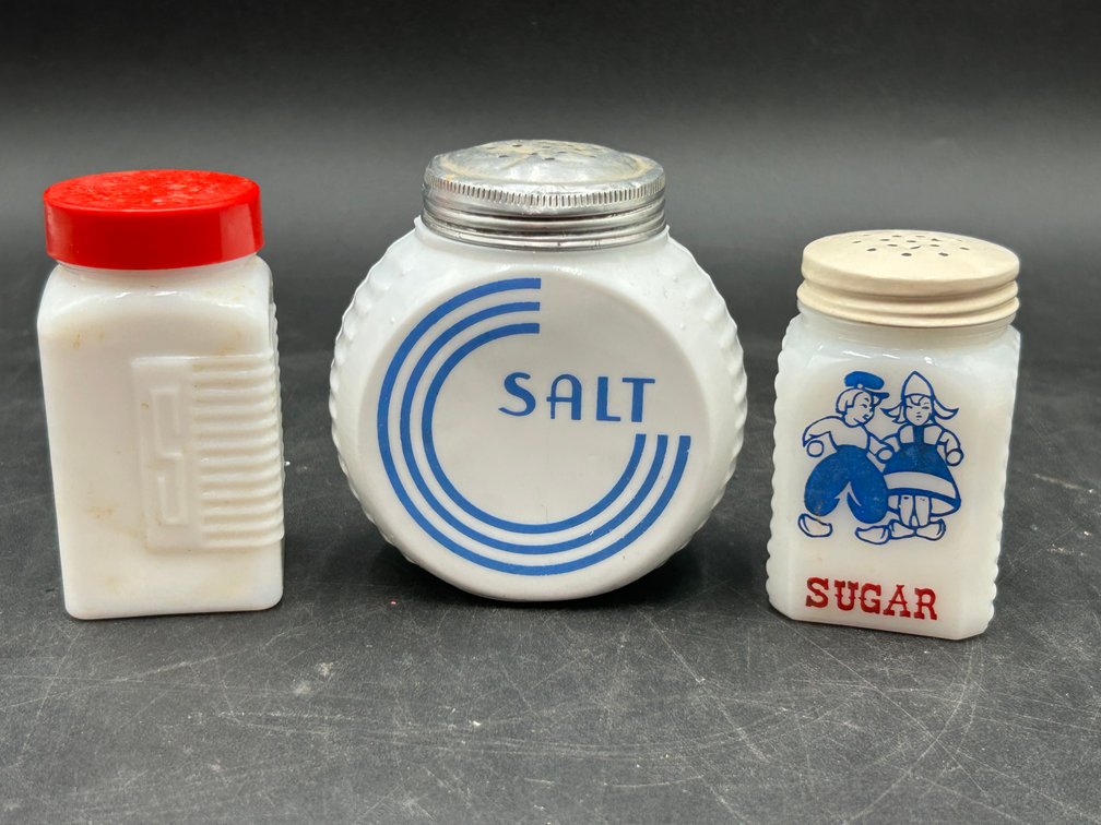 Milk Glass Salt & Sugar Shakers