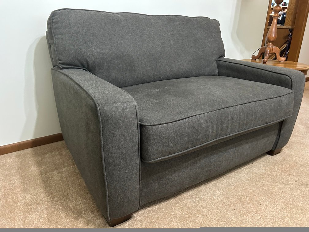 Grey Upholstered Loveseat with Pull Out Bed