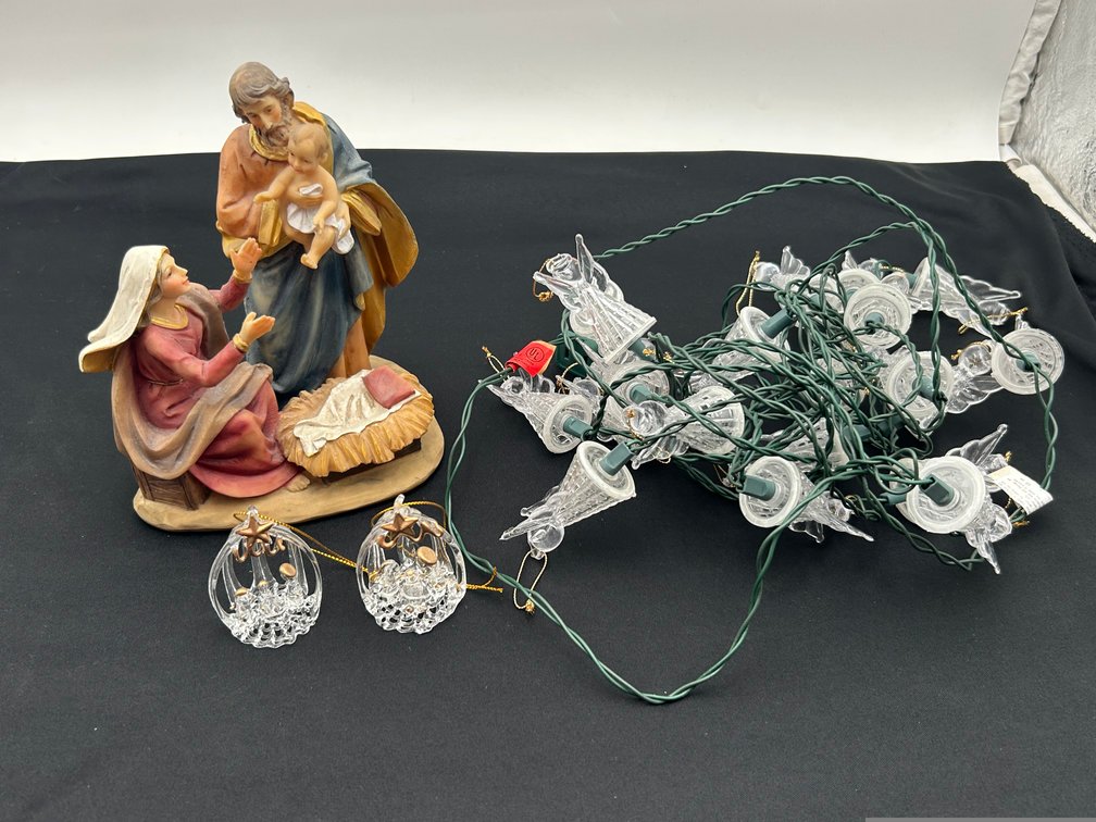 Holy Family Figurine, Ornaments, & Angel Lights