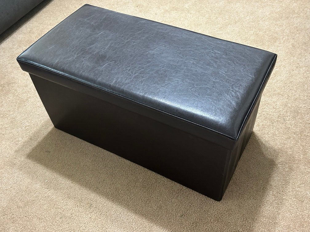 Collapsible Faux Leather Storage Ottoman Bench
