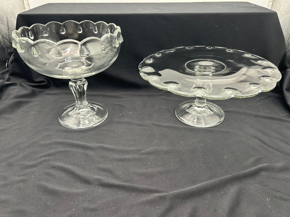 Indiana Glass Teardrop Compote and Cake Plate
