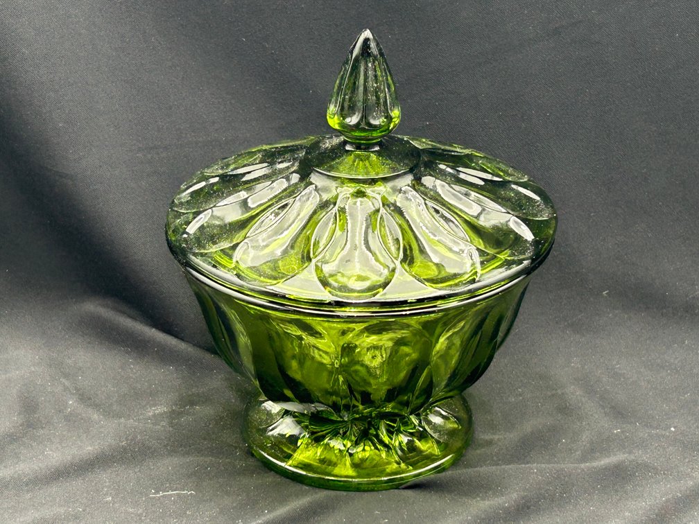 Vintage Avocado Lidded Candy Compote