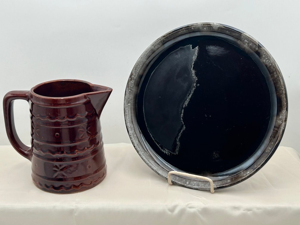 Pottery Pitcher & Plate