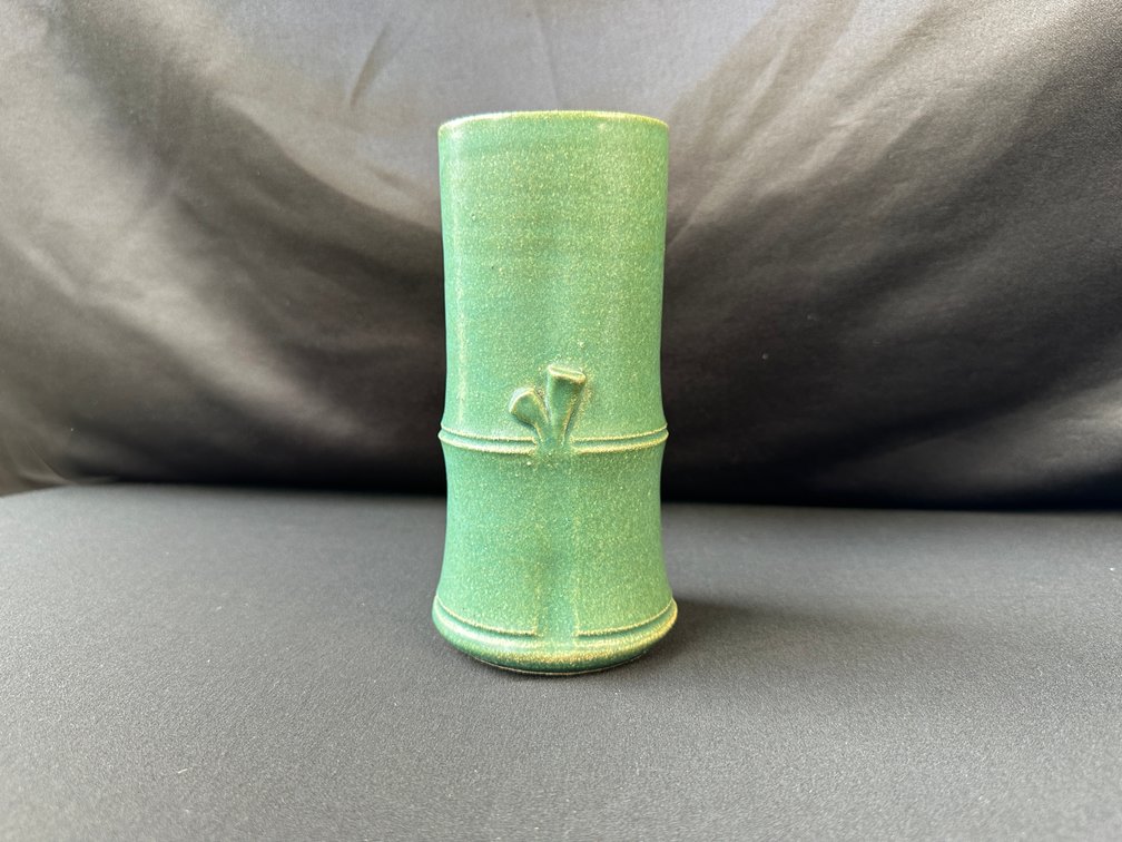 Costantini Green Glazed Ceramic Bamboo-Form Vase