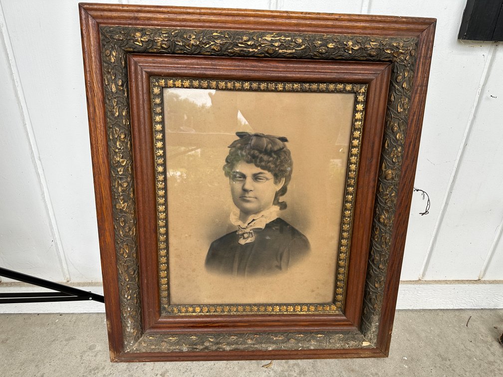 Framed Portrait Photograph in Ornate Wood and Gilt Frame