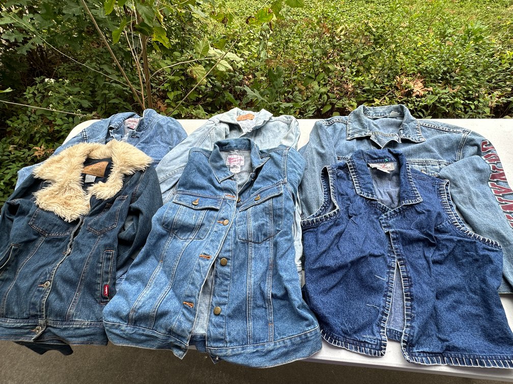 Blue Denim Button-Front Jackets and Vests