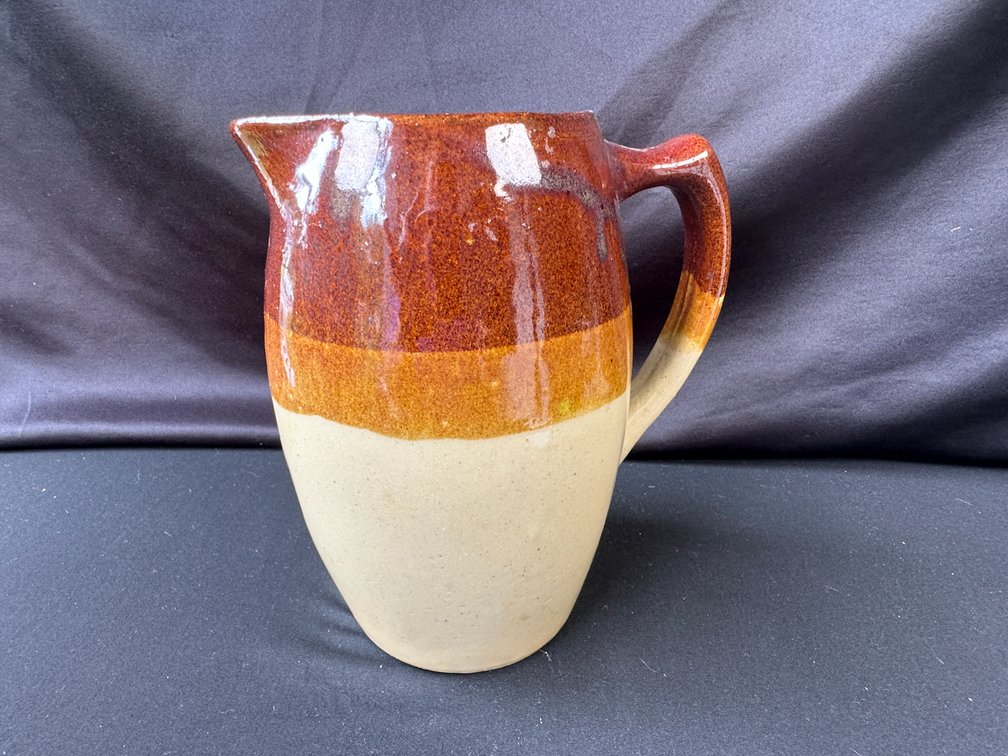 Tri-Color Glazed Stoneware Pitcher