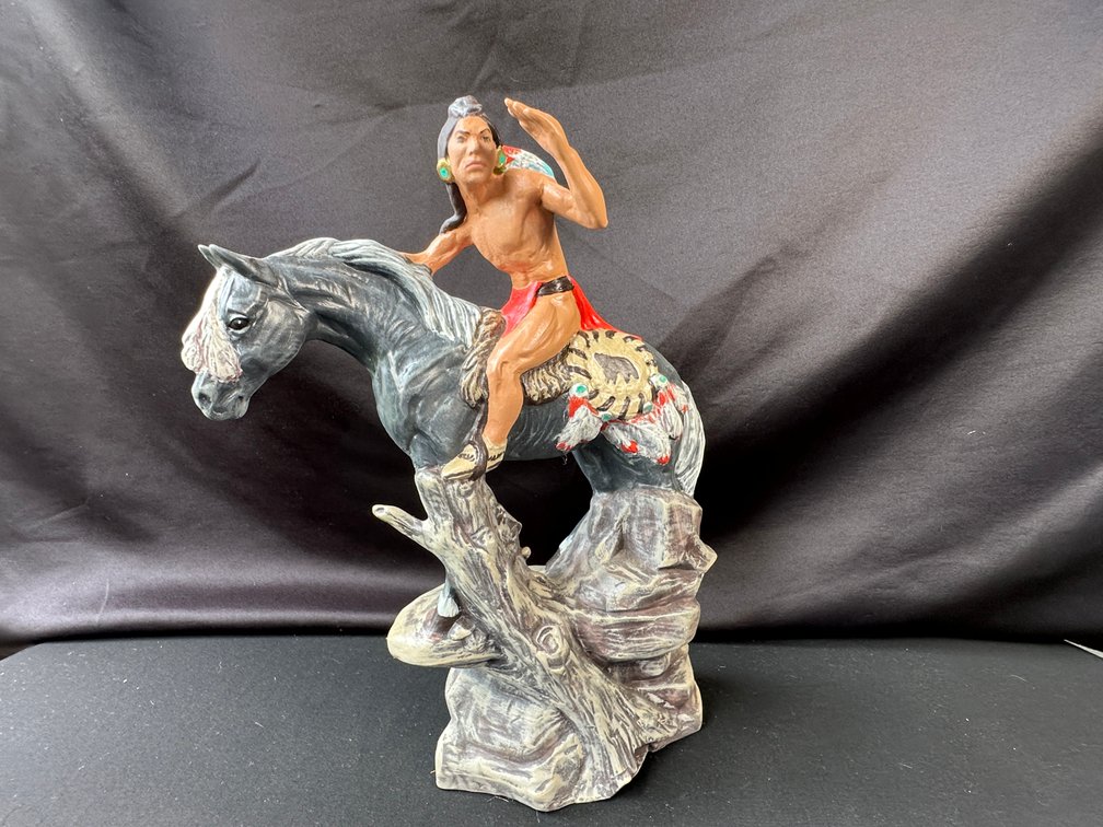 DHM Painted Native American on Horseback Figurine