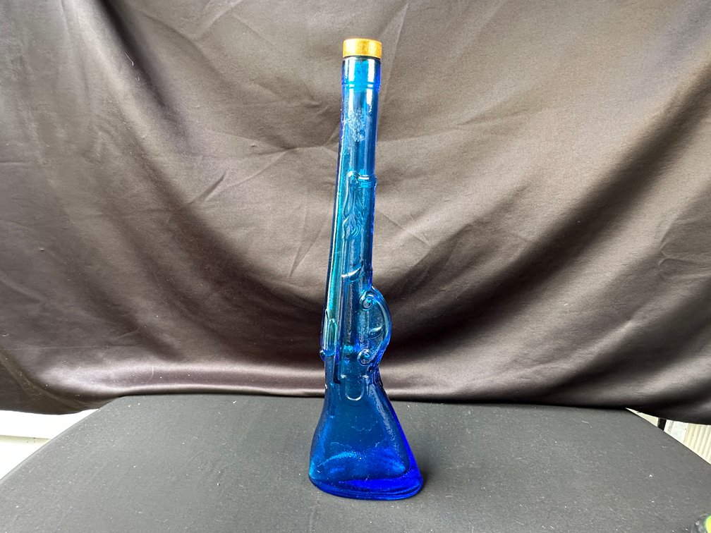Cobalt Blue Glass Rifle-Shaped Bottle with Stopper