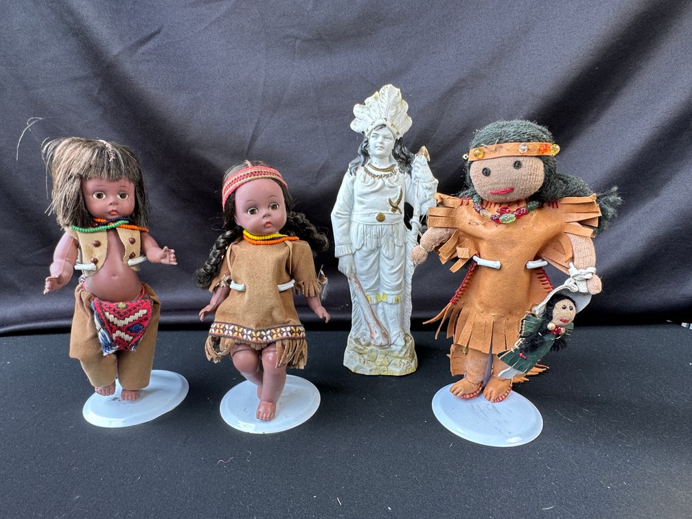 Native American Style Dolls and Ceramic Figurine