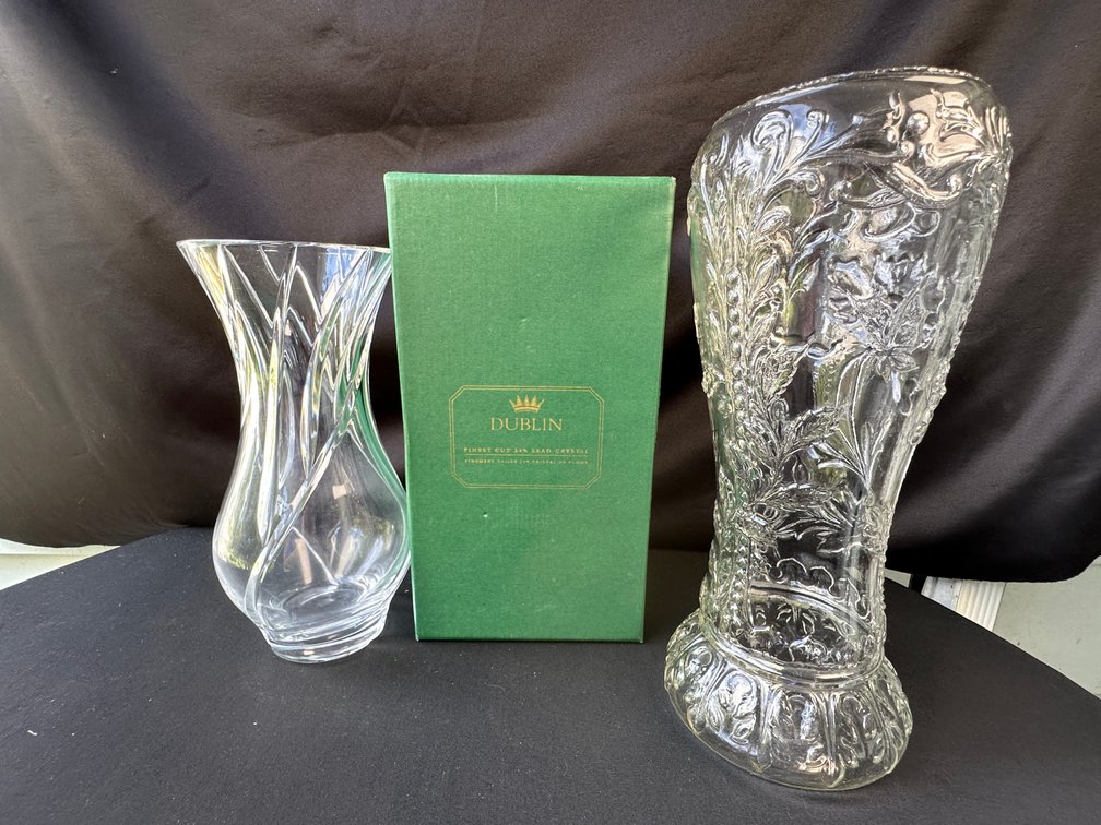 Clear Cut Crystal and Pressed Glass Vases