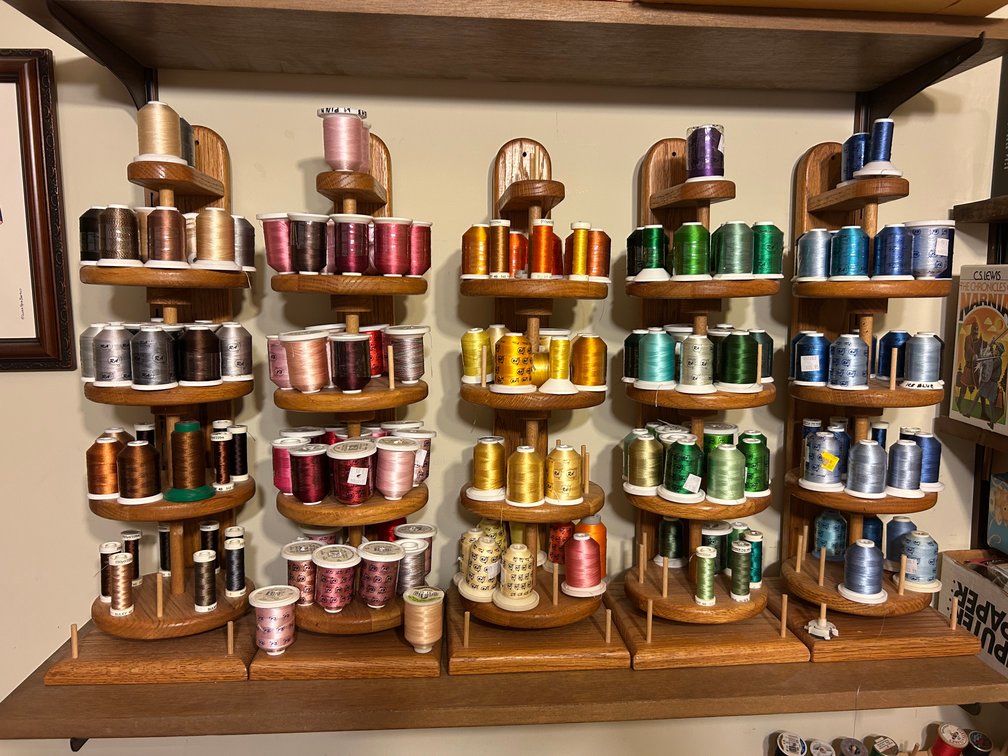 Embroidery Thread with Spool Racks