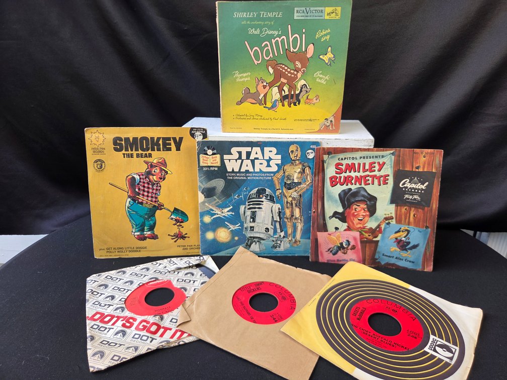 Children's Storybook Records and 45 RPM Vinyl Records