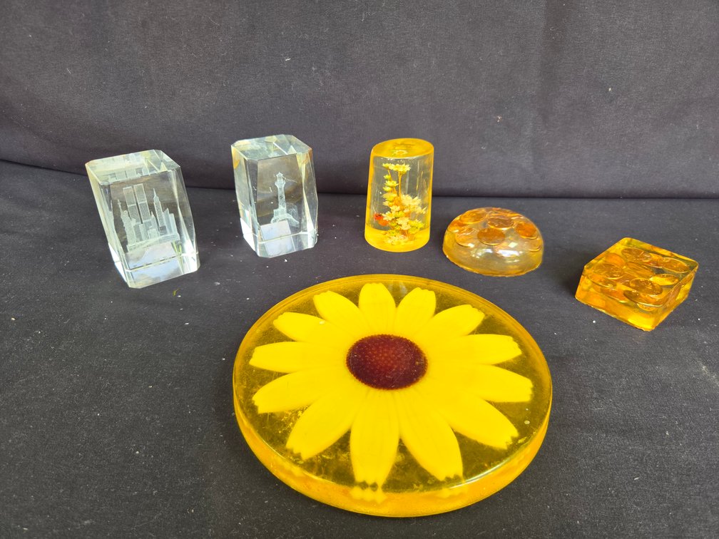 Glass and Resin Paperweights and Resin Trivet
