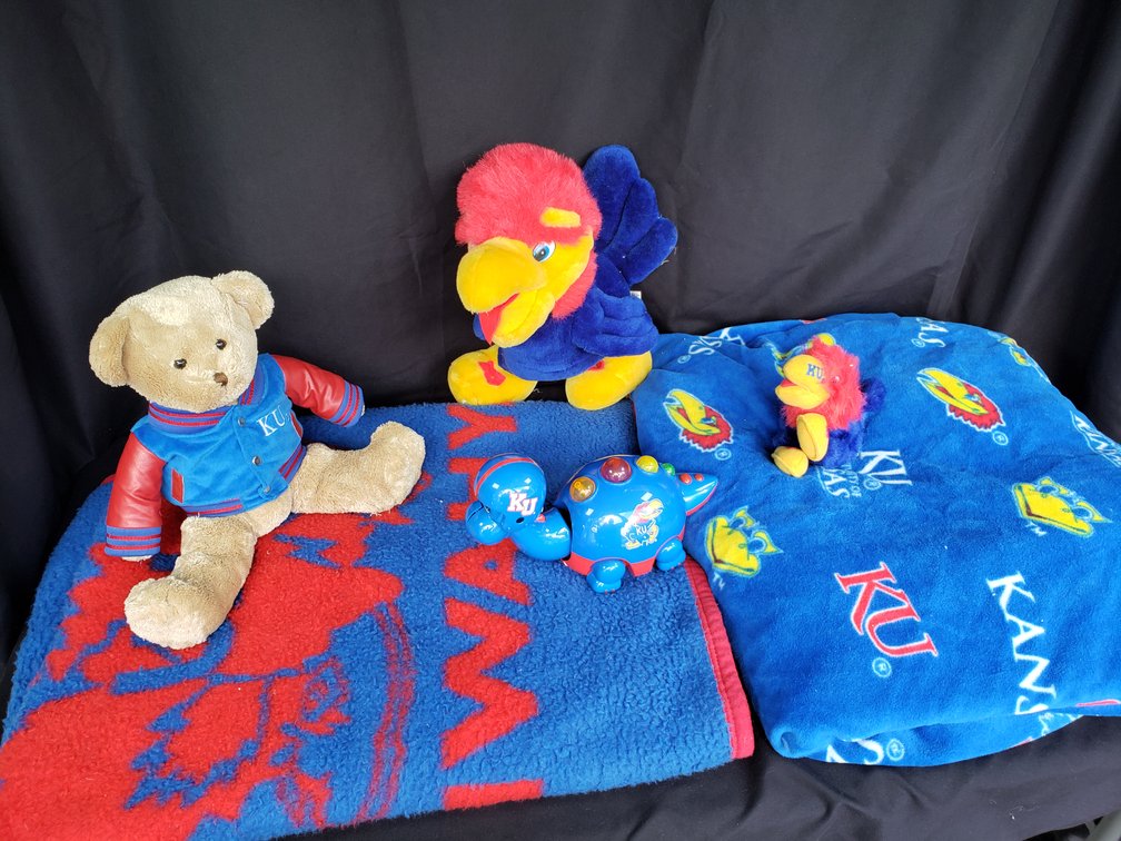 KU Jayhawks Plush Toys, Plastic Toy, and Blankets