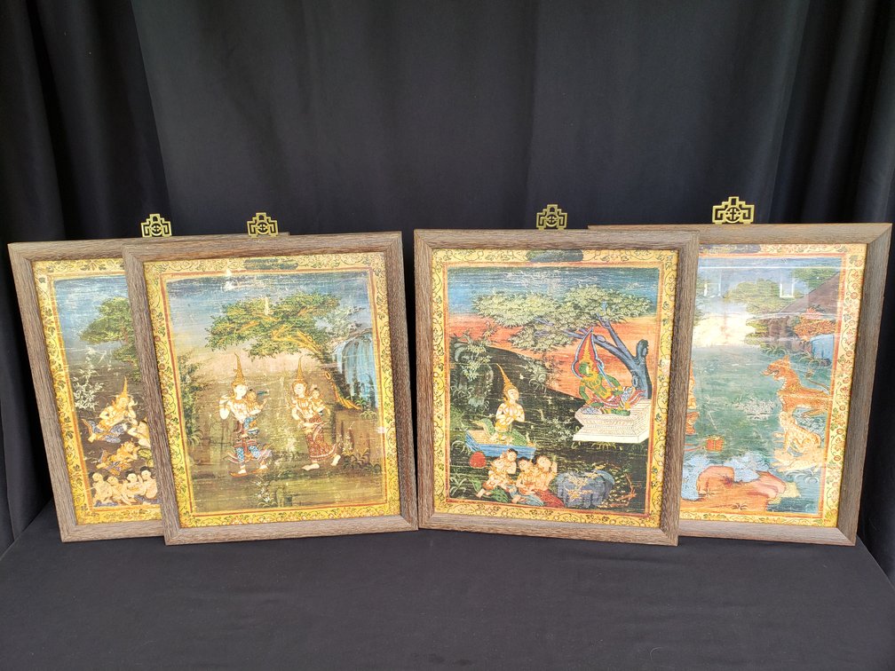 Framed Southeast Asian Narrative Paintings