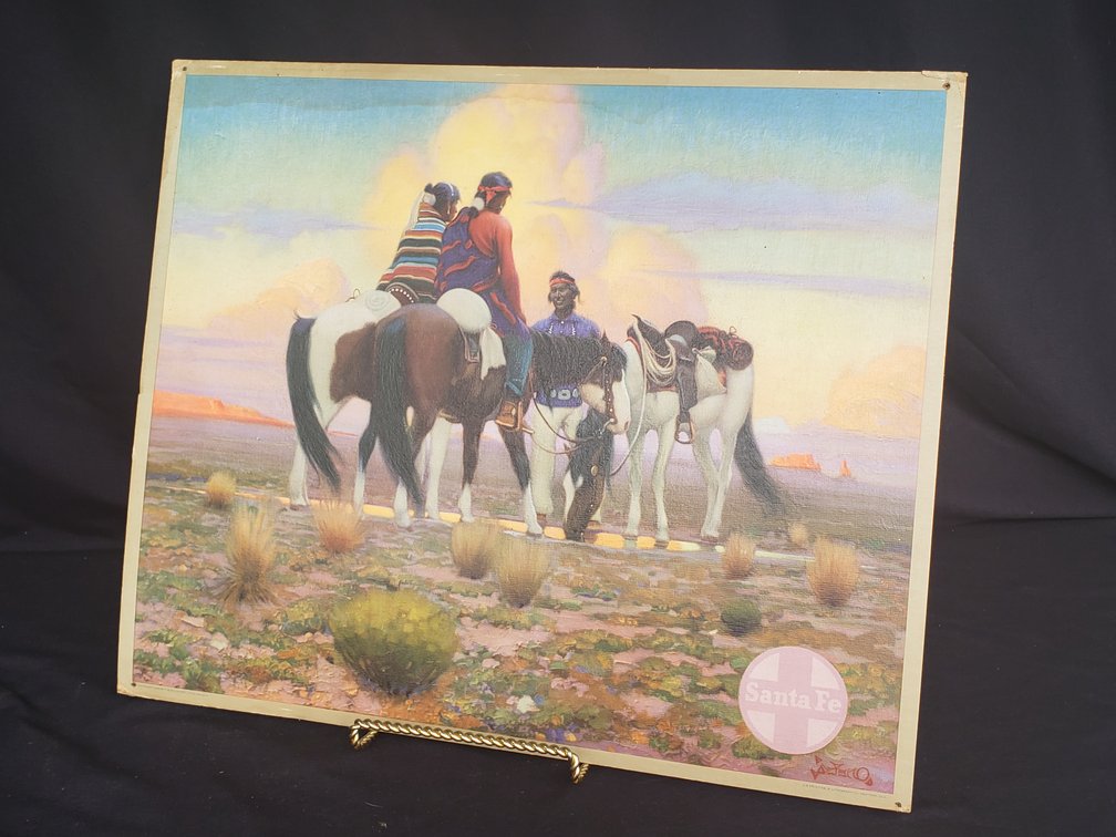 Santa Fe Railway At the Waterhole Lithograph Print