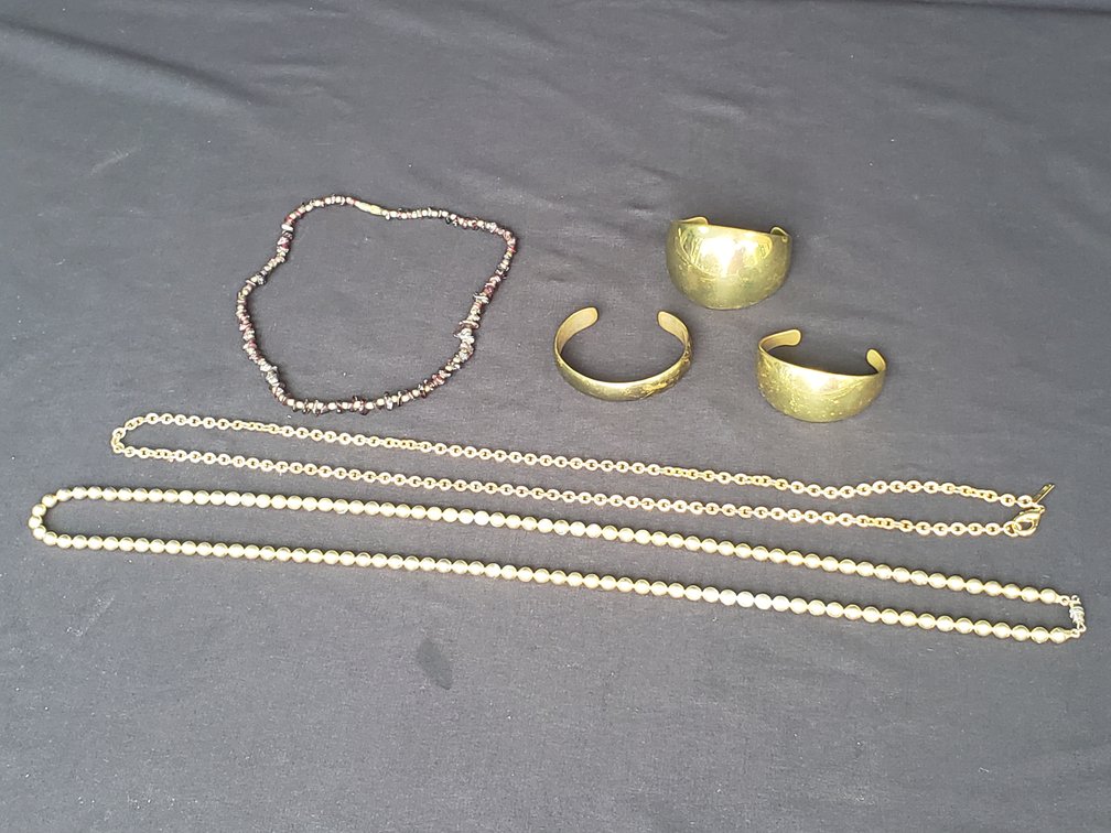 Cuff Bracelets, Link Chain, and Beaded Necklaces
