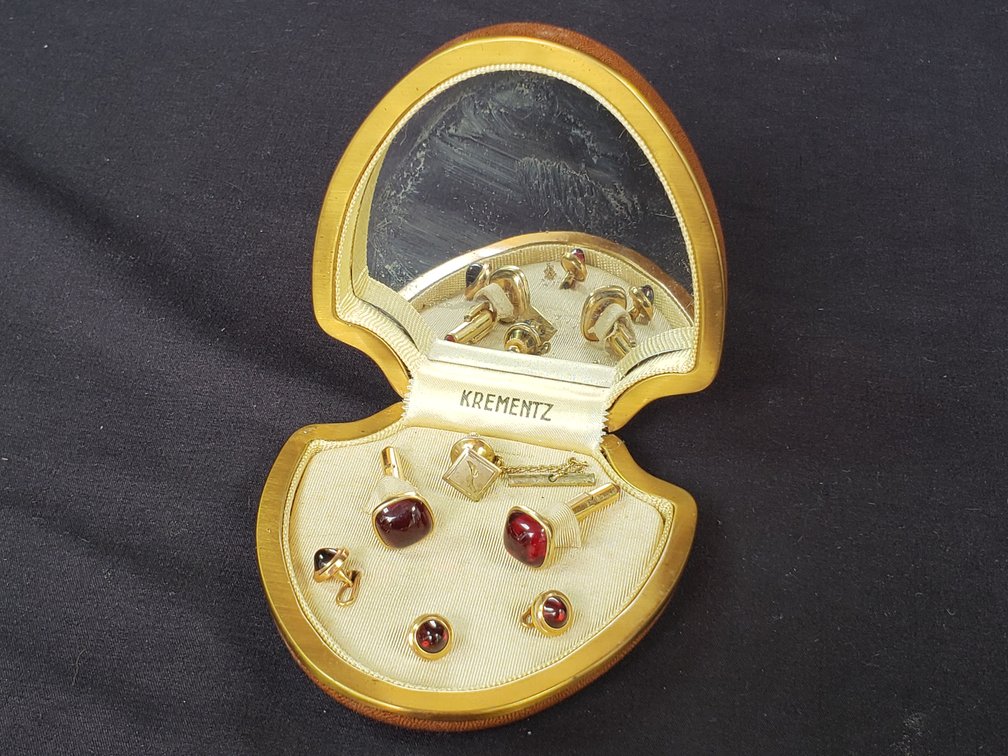 Krementz Gold-Tone Cufflink, Stud, and Tie Tack Set