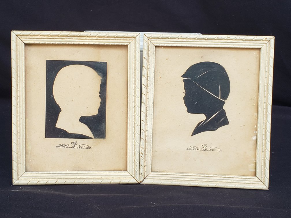 Framed Cut Paper Child Silhouette Profile Portraits