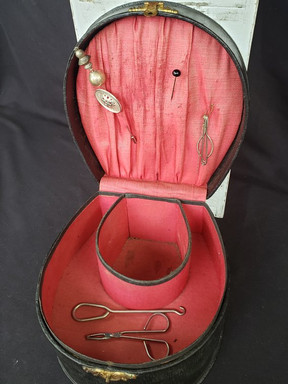 Black Collar Box, Pins, Button Hook, and More