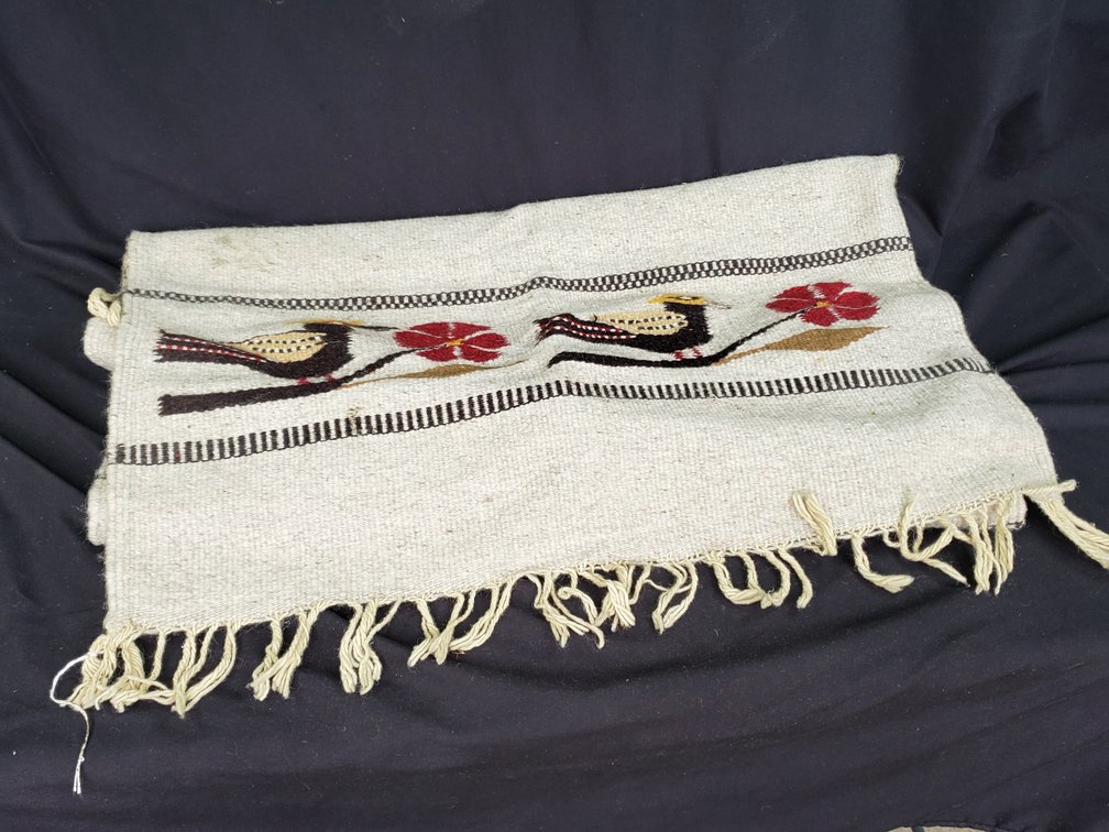Woven Wool Runner with Bird and Flower Motifs