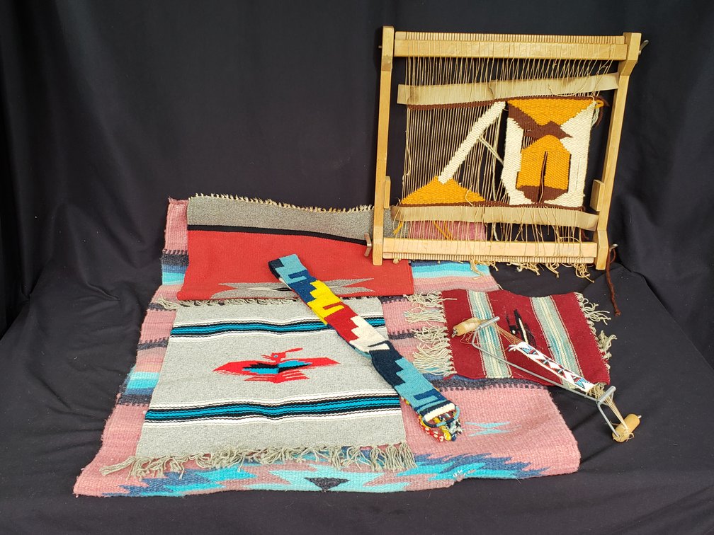 Southwestern-Style Woven Textiles, Frame Loom, and Bead Loom