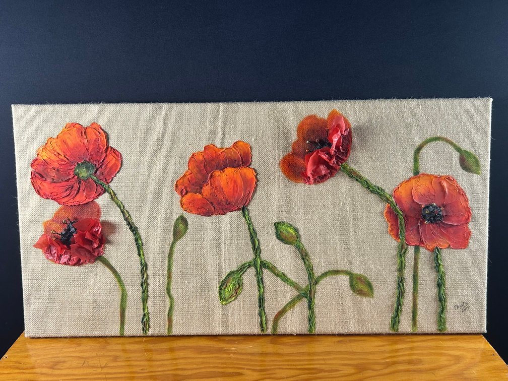 Poppies Painted on Burlap
