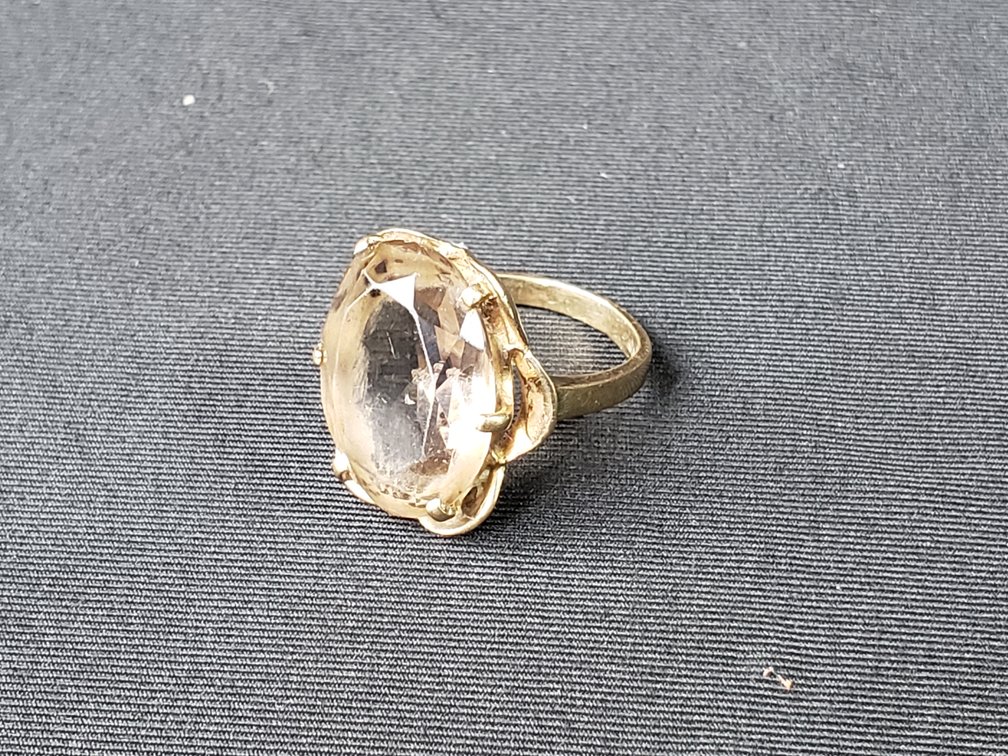10K Gold Cocktail Ring with Oval Faceted Stone
