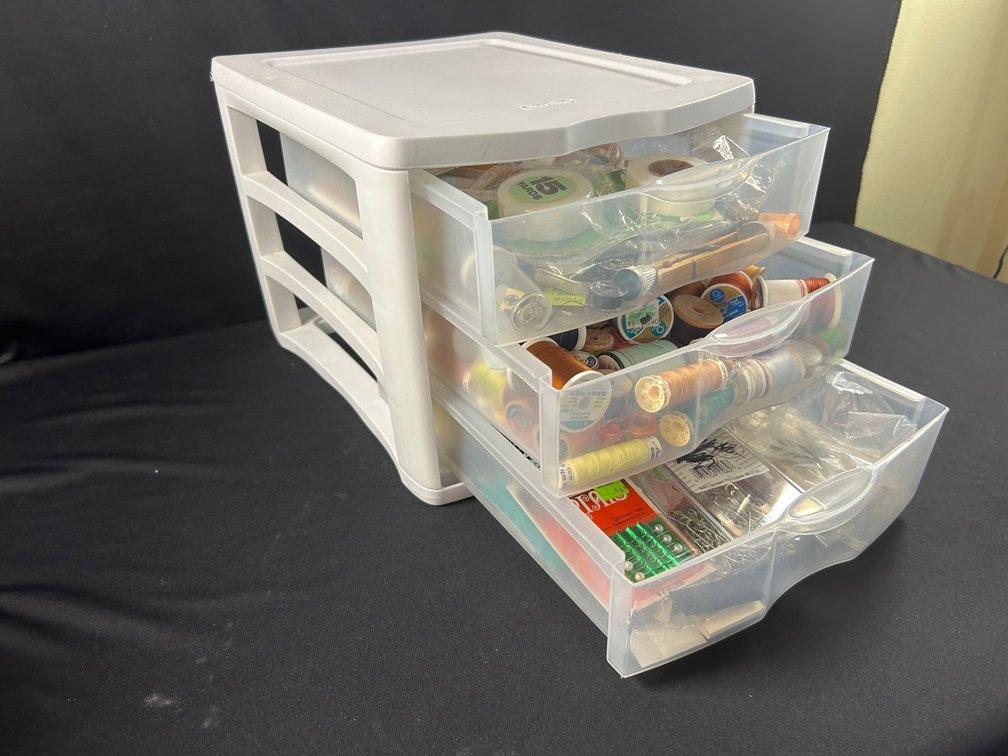 3 Drawer Sterilite Organizer with Sewing Supplies