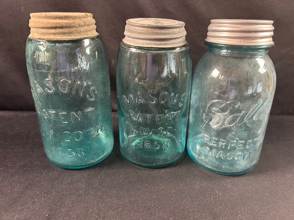 Blue Mason's and Ball Jars (3)