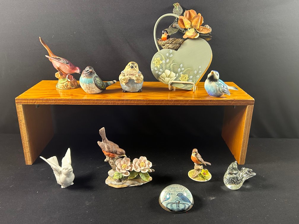 Assorted Bird Figurines with Hanging Heart
