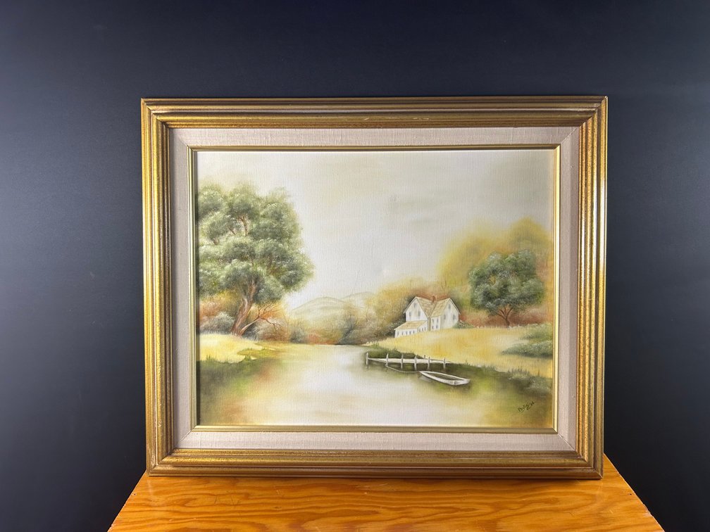 Lake with Boat Painting