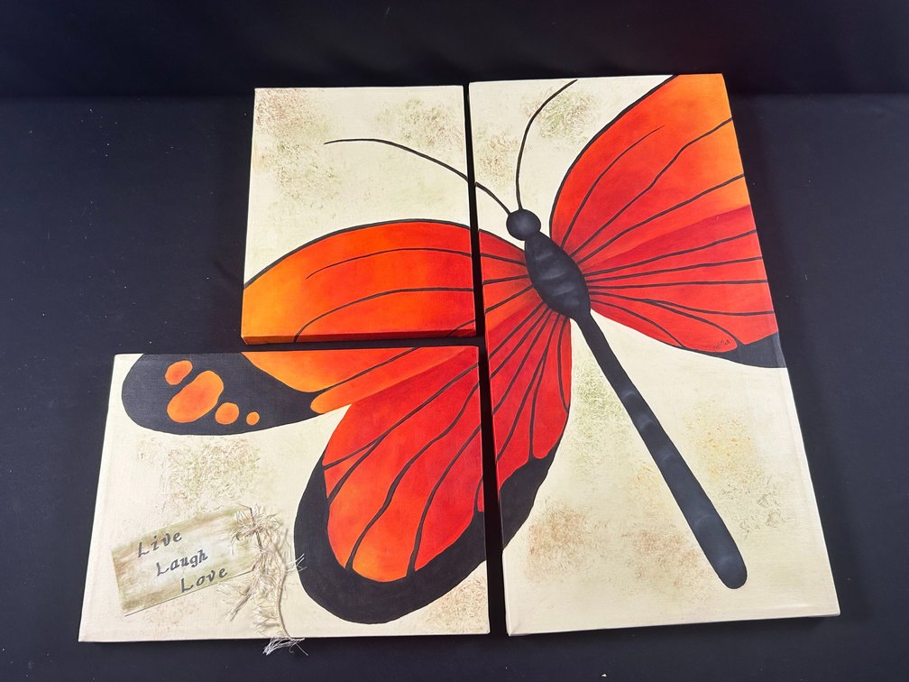 Butterfly Painting in Three Sections