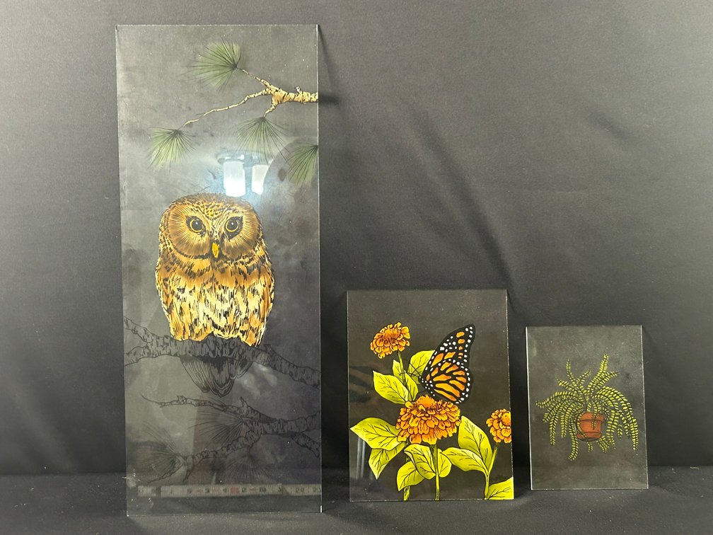 Painted Flowers & Trees on Glass