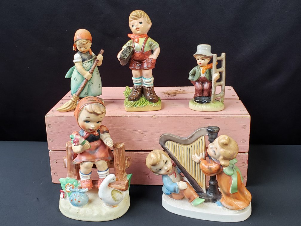 Painted Glazed Ceramic Child Figurines