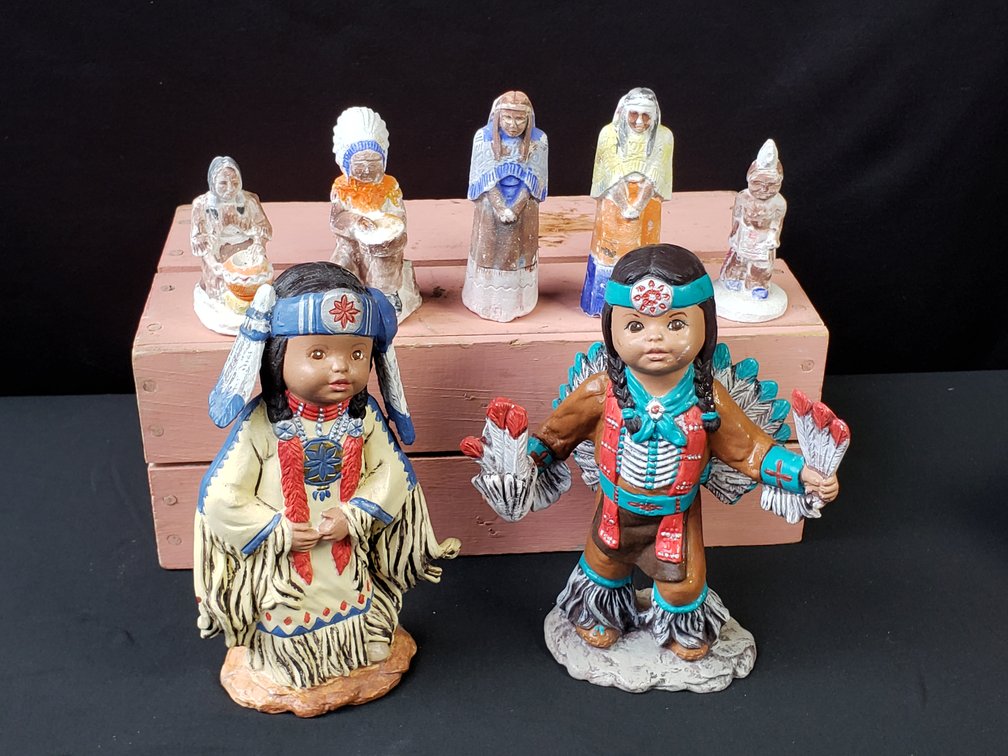 Cast Painted Native American Figurines