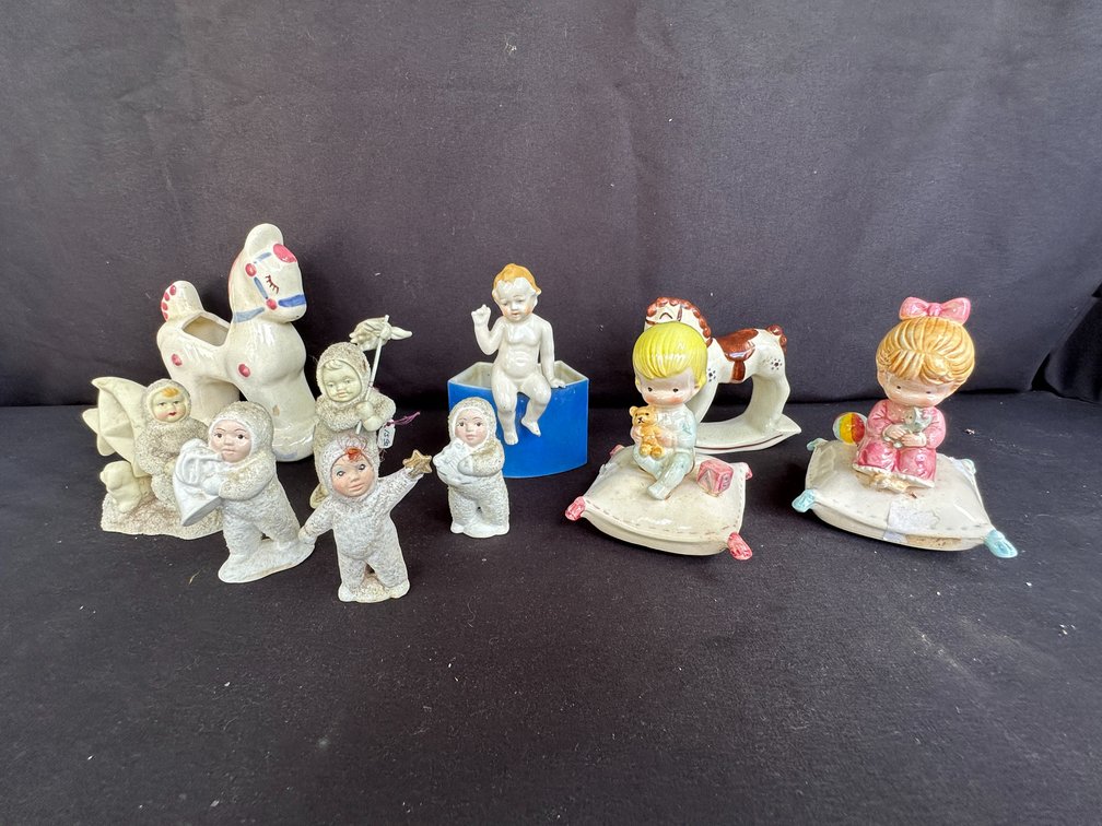 Ceramic and Bisque Figurines, Rocking Horses, and More