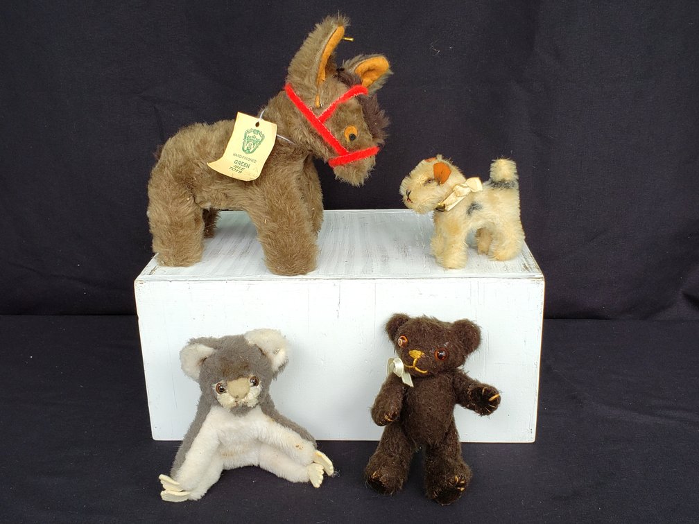 Miniature Plush Donkey, Dog, Koala, and Teddy Bear