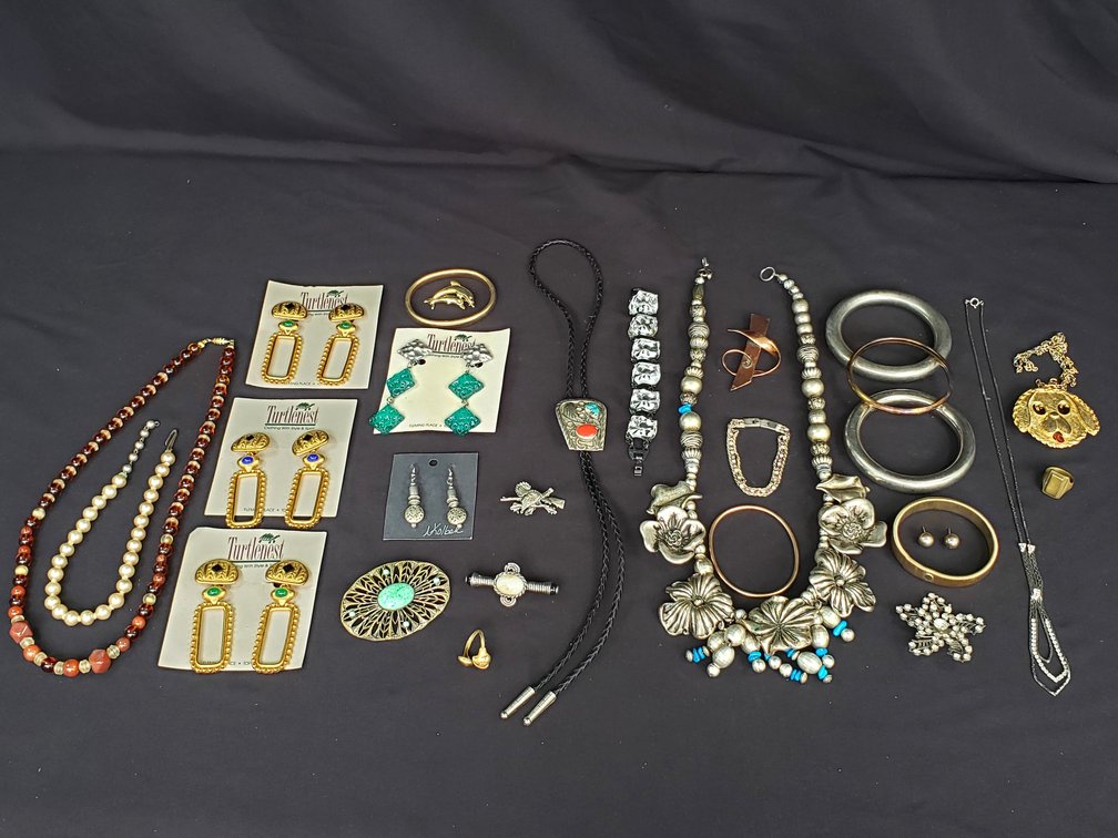 Costume Jewelry Necklaces, Earrings, Bolo Tie, and More