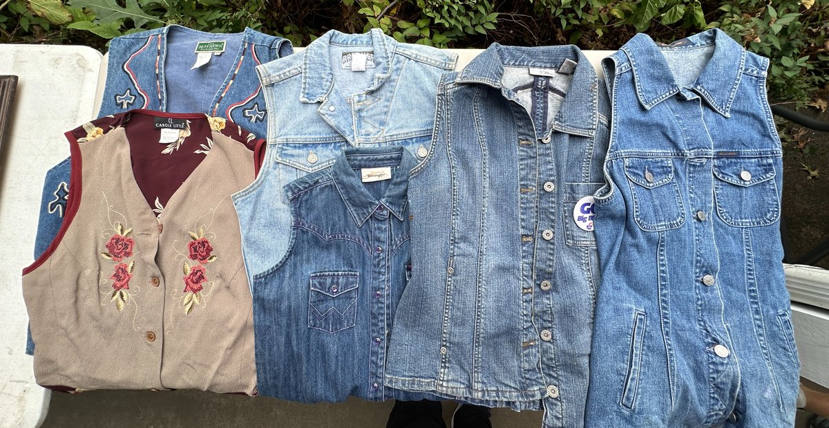 Denim and Embroidered Vests and Sleeveless Tops