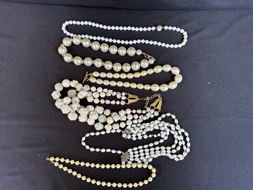 White and Cream Faux Pearl and Beaded Necklaces